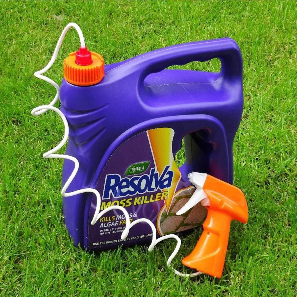 TOPLINE Westland Resolva Moss Killer Sprayer - 3L Ready to Use Resolva Moss Killer Spray with Topline Card. Outdoor Garden Moss Remover for Driveways, Paths, Roofs or Patio., Purple