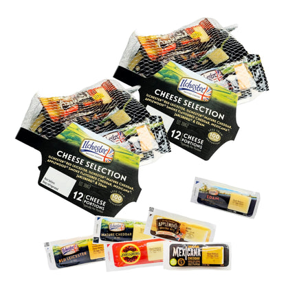 Mini Cheese Selection for Cheese Board - Pack of 2 x 12 Individually Wrapped 6 Different Flavour Cheese Portions Great with Chutney or Jam for Lunch Box, Cheese Gift Set, Hampers for Men or Birthday