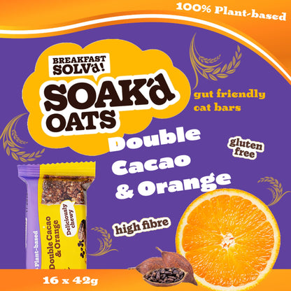 SOAK'd OATS Healthy Breakfast Bars - Box of 16 x 42g Gluten Free Baked Flapjack Healthy Snacks