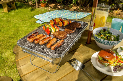 Big K Disposable Instant BBQ Tray - Pack of 4 Party Size All In One Barbecue Instant Light Charcoal Grill Tray with Topline Card. Ideal for Garden BBQ, Camping, Outdoor Party, Picnics.