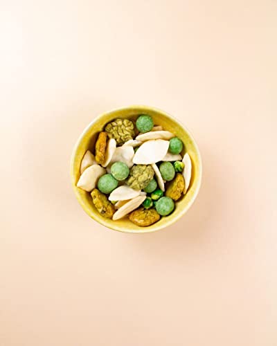 Mitsuba Wasabi Rice Snacks Bulk - Mixture of Spicy Rice Crackers & Coated Peanuts 800g Japanese Snacks with Topline Card for Party Food, Movie Nights or Pub Snacks.