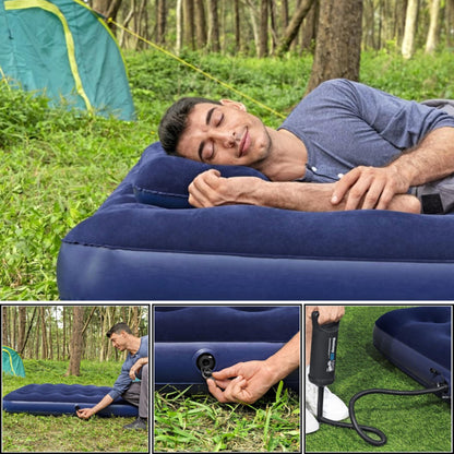 Topline Double Air Bed Inflatable Mattress Queen Blue with Pillows & Hand Pump