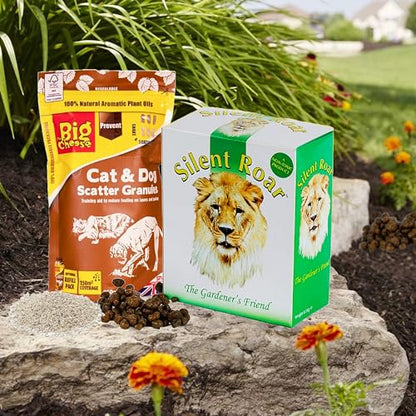 Dog & Cat Repellent for Garden Bundle - 500g Silent Roar Cat Repellent Lion Manure Pellets & Dog Cat Deterrent Scatter Granules 750g Cat Scarer with Topline Card. Keep Cats Away from Garden