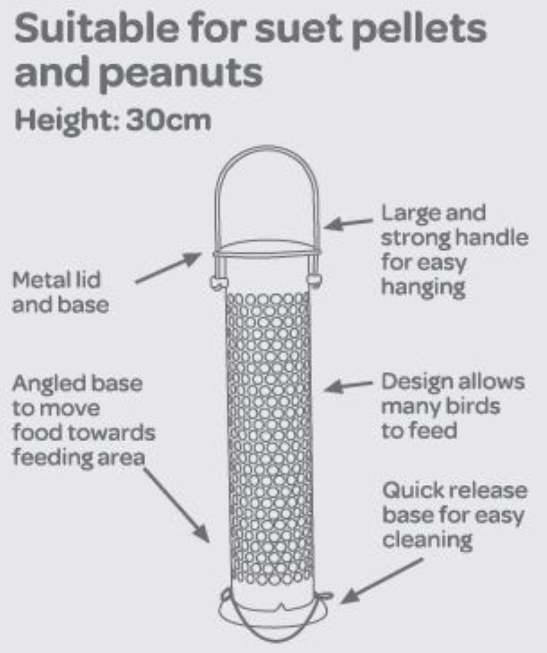 Peckish Large Metal All Weather Nyger Seed Bird Feeder