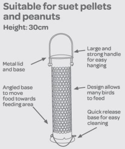 Peckish Large Metal All Weather Nyger Seed Bird Feeder