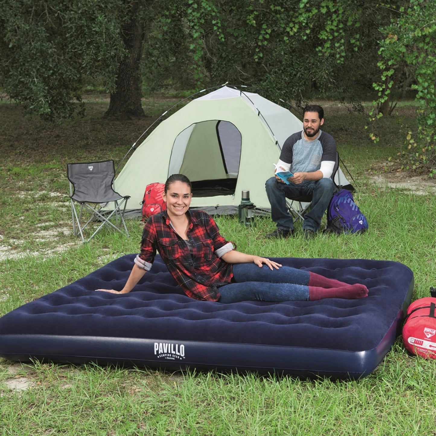 Blue Inflatable Bed King Size with Air Pump