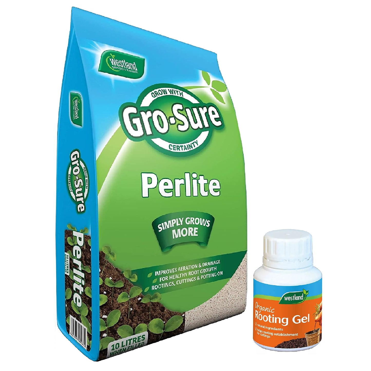 Perlite & Rooting Gel Fertilizer Bundle - 10L Perlite Potting Mix & 150ml Organic Rooting Gel for Garden Plants. Plant Feed, Strong Root Fertiliser with Topline Card.