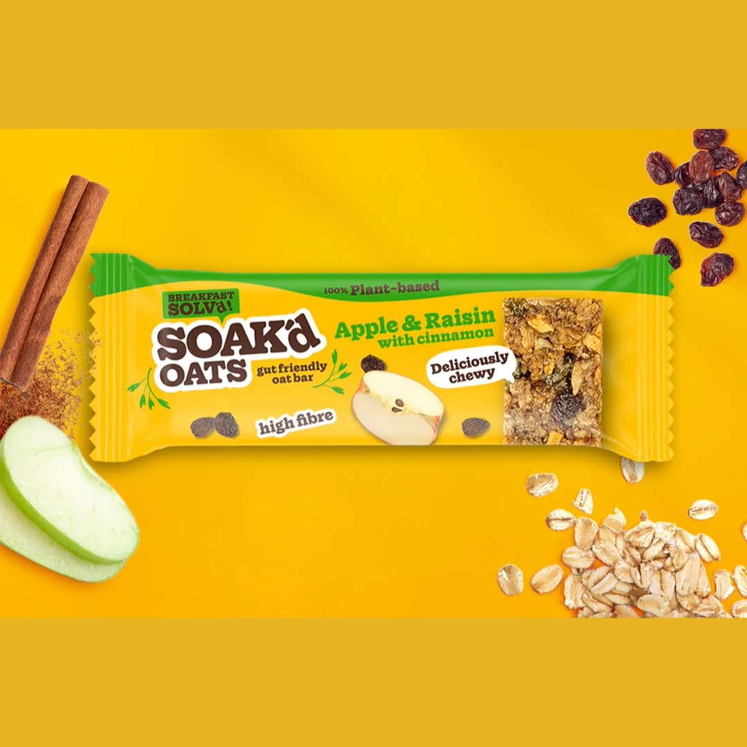 SOAK'd OATS Healthy Breakfast Bars - Box of 16 x 42g Gluten Free Baked Flapjack Healthy Snacks