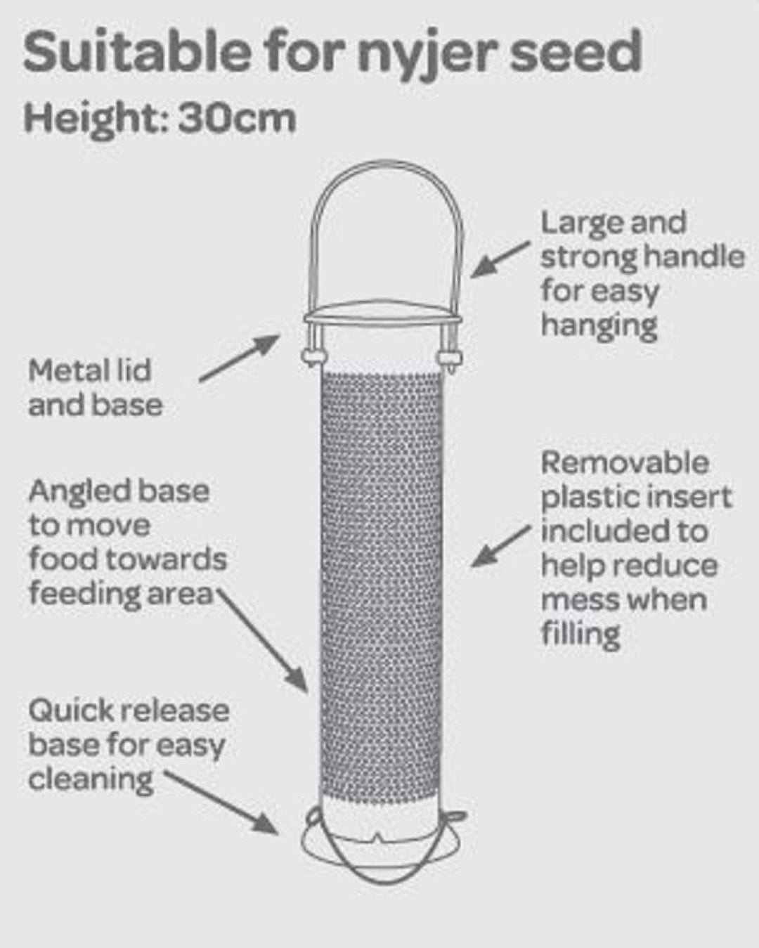 Peckish Large Metal All Weather Nyger Seed Bird Feeder