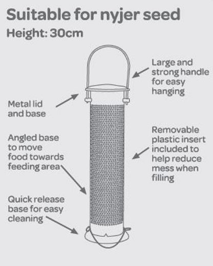 Peckish Large Metal All Weather Nyger Seed Bird Feeder