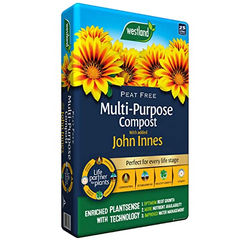 Multi-Purpose Compost for Indoor & Outdoor Plants - Peat Free Multipurpose Garden Compost with John Innes, 25L Bag with Topline Card for Growing Vegetables. Enriched with BIO3