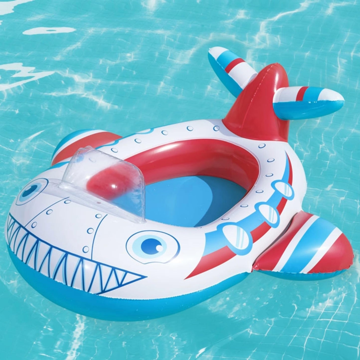Pool Inflatables Swimming Floats for Children - Airplane Design Baby Navigator Boat Swimming Pool Outdoor Toys. Inflatable Boat Pool Float with Topline Card. Great for Birthday Gifts, Garden Games