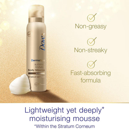 Dove DermaSpa Summer Revived Body Mousse Fair to Medium 150ml Pack of 4