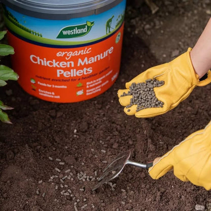 Chicken Manure Plant Food Fertiliser - 8kg Organic Composted Chicken Poultry Manure Plant Feed Pellets for Outdoor Garden Plants. Fertilizer for Vegetables, Tomato Feed with Topline Card.
