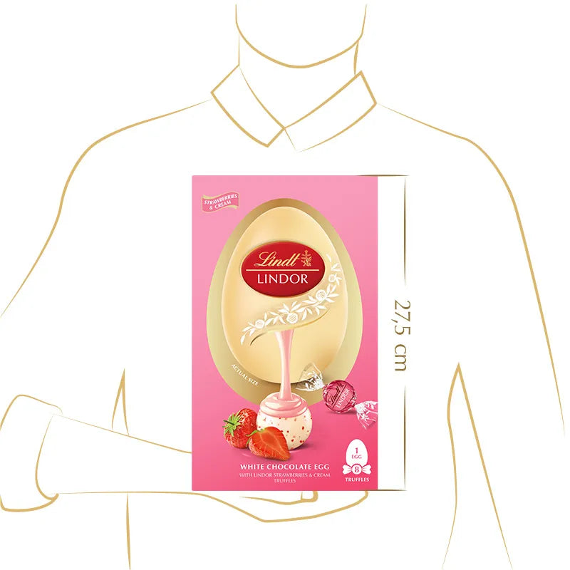 Lindt LINDOR Strawberries & Cream White Chocolate Easter Egg 260g